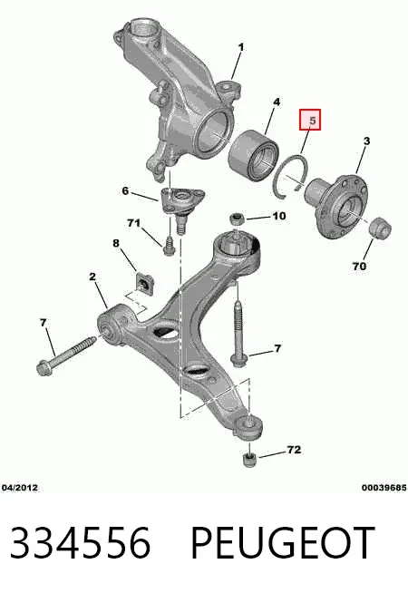 Anel de travagem de rolamento de cubo dianteiro 334556 Peugeot/Citroen