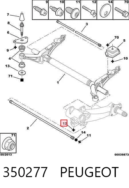 Parafuso de fixação de viga traseira (de plataforma veicular) 350277 Peugeot/Citroen