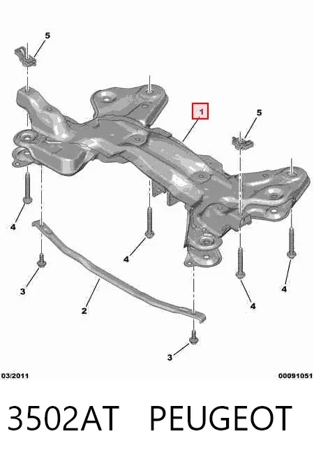 Viga de suspensão dianteira (plataforma veicular) 3502AT Peugeot/Citroen