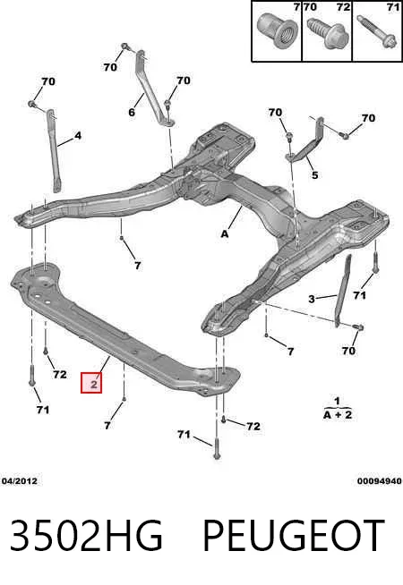 Viga de suspensão dianteira (plataforma veicular) 3502HG Peugeot/Citroen