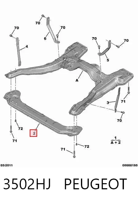 Viga de suspensão dianteira (plataforma veicular) 3502HJ Peugeot/Citroen
