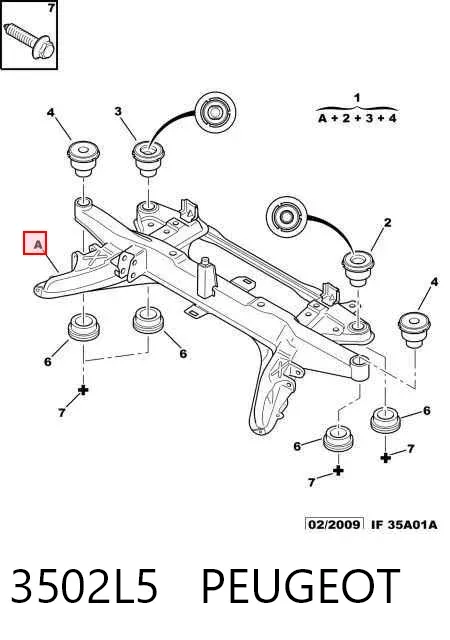 Viga de suspensão dianteira (plataforma veicular) 3502L5 Peugeot/Citroen