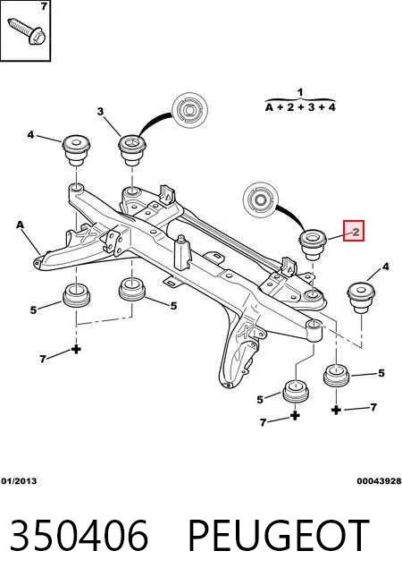 Bloco silencioso de viga traseira (de plataforma veicular) 350406 Peugeot/Citroen