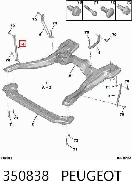 Consola de viga dianteira 350838 Peugeot/Citroen