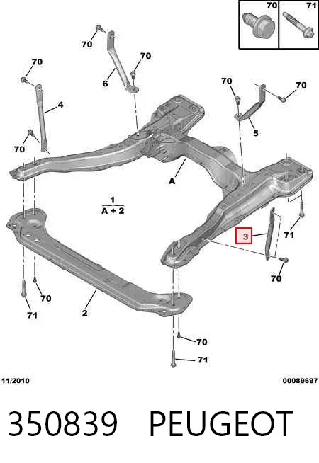 Consola de viga dianteira 350839 Peugeot/Citroen