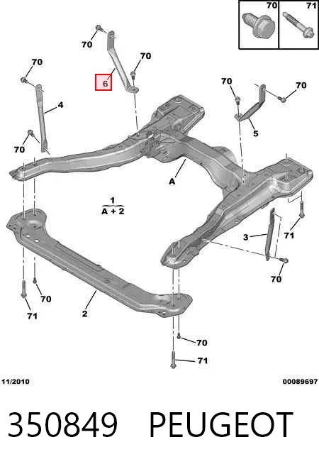 Consola de viga dianteira 350849 Peugeot/Citroen