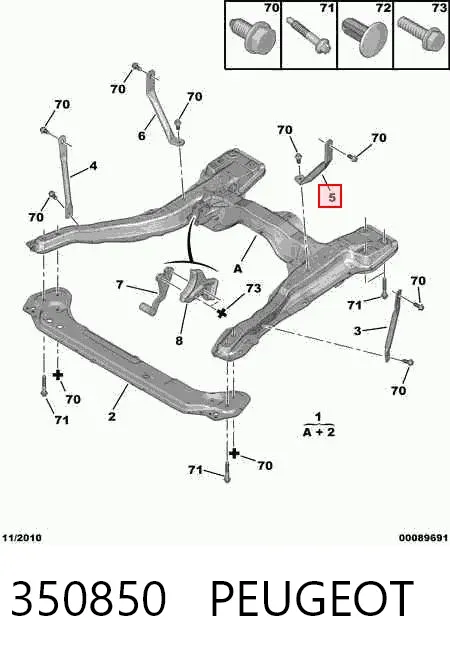 Consola de viga dianteira 350850 Peugeot/Citroen