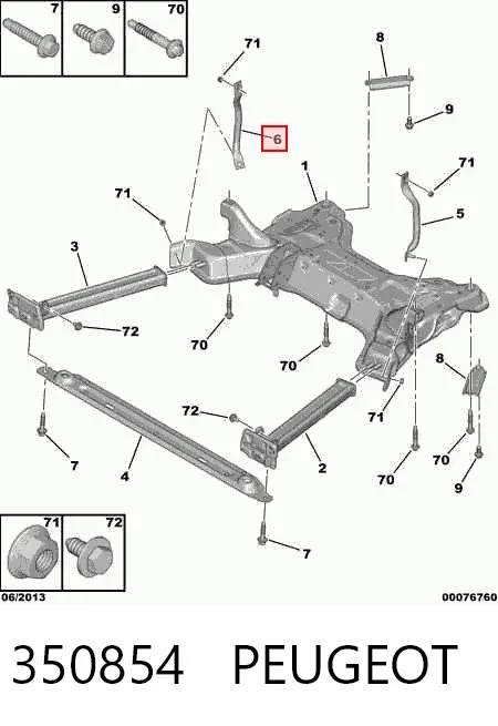 Consola de viga dianteira 350854 Peugeot/Citroen