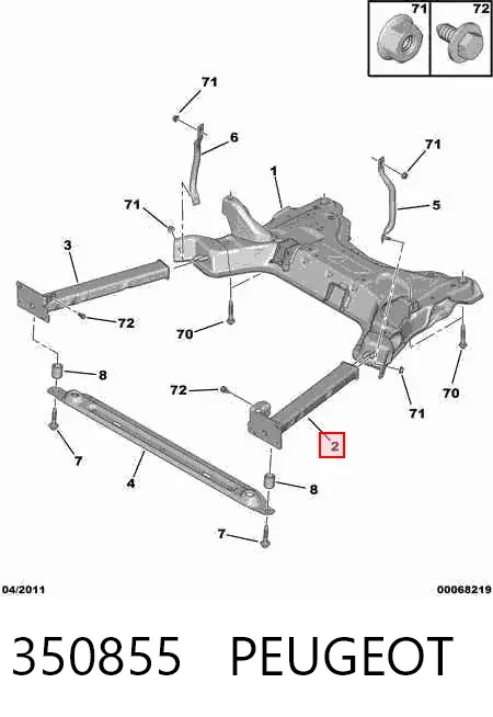 Consola de viga dianteira 350855 Peugeot/Citroen