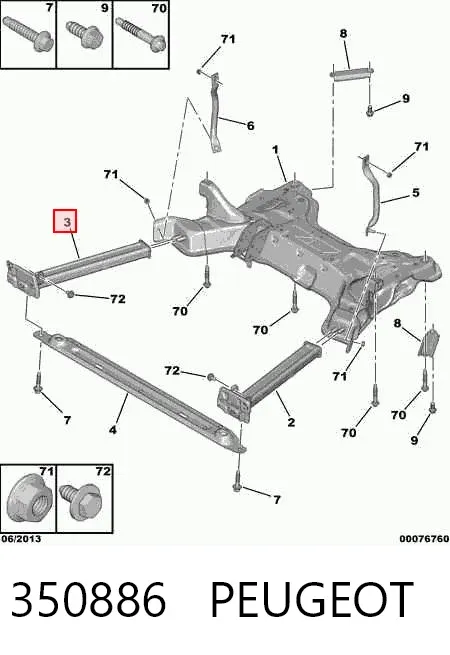 Consola de viga dianteira 350886 Peugeot/Citroen