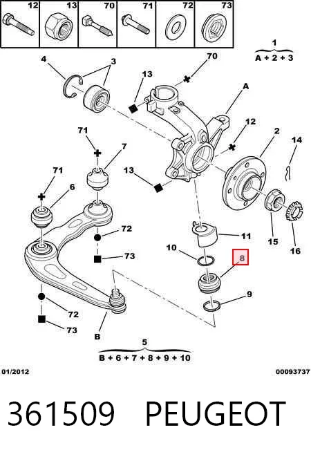 Bota de proteção de suporte esférico inferior 361509 Peugeot/Citroen