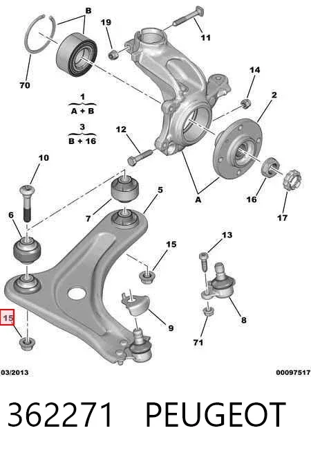 Semianel de suporte (de carreira) de cambota, STD, kit 362271 Peugeot/Citroen