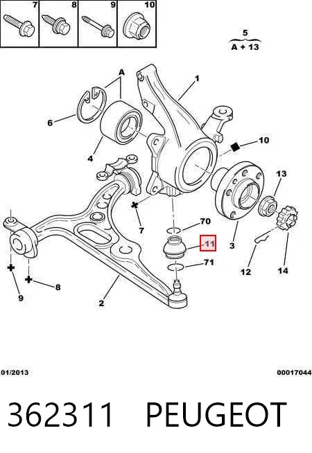 Bota de proteção de suporte esférico inferior 362311 Peugeot/Citroen