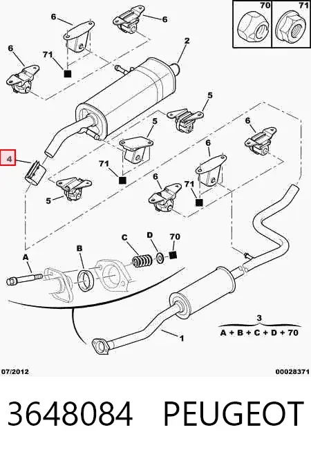 Braçadeira de silenciador dianteira 3648084 Peugeot/Citroen