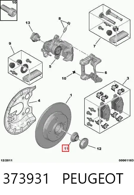 Porca de cubo traseiro 373931 Peugeot/Citroen