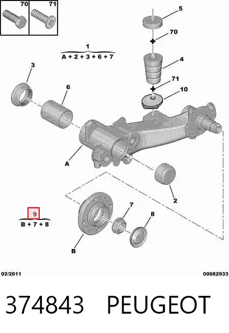 Cubo traseiro 374843 Peugeot/Citroen