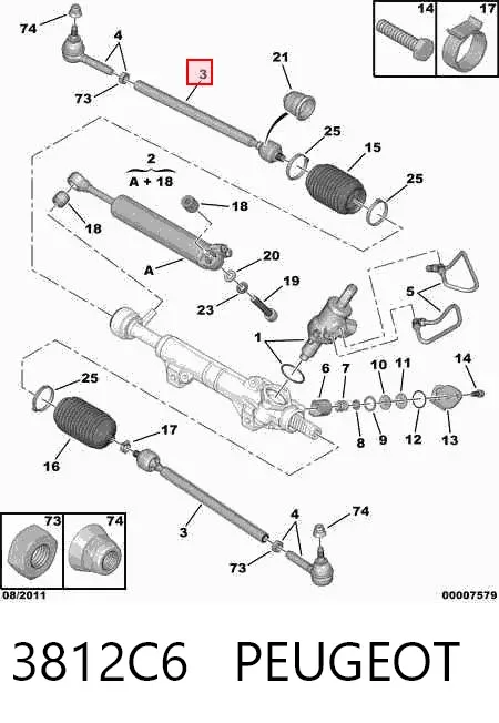 Tração de direção 3812C6 Peugeot/Citroen