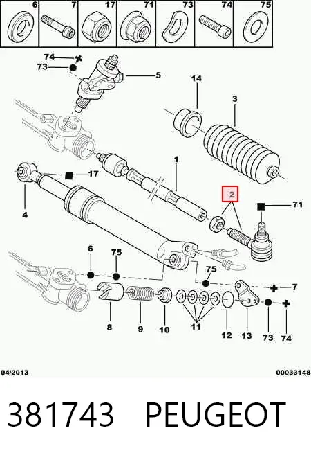 Ponta externa da barra de direção 381743 Peugeot/Citroen