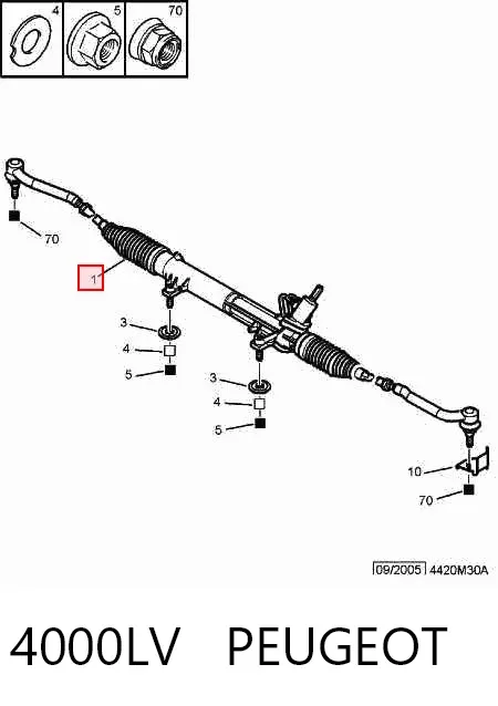 Cremalheira da direção 4000LV Peugeot/Citroen