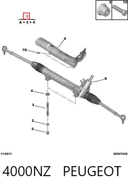 Cremalheira da direção 4000NZ Peugeot/Citroen