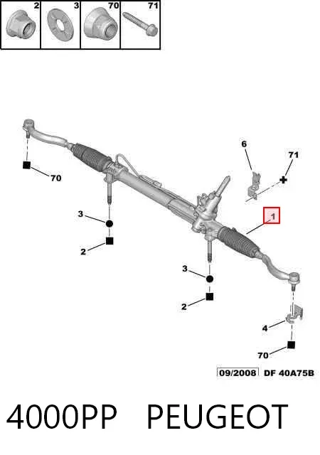 Cremalheira da direção 4000PP Peugeot/Citroen