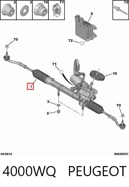 Cremalheira da direção 4000WQ Peugeot/Citroen