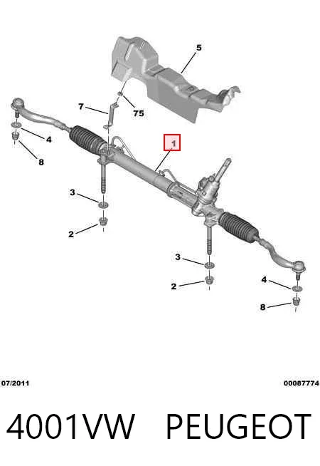 Cremalheira da direção 4001VW Peugeot/Citroen