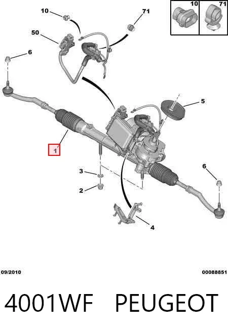 Cremalheira da direção 4001WF Peugeot/Citroen