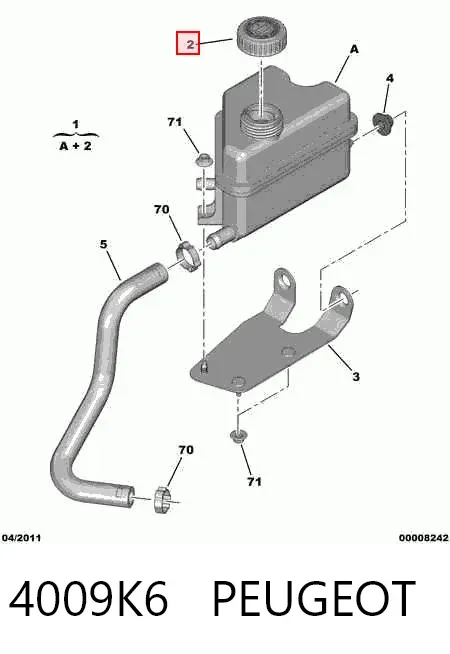 Tampa (tampão) de tanque da Direção hidrâulica assistida 4009K6 Peugeot/Citroen