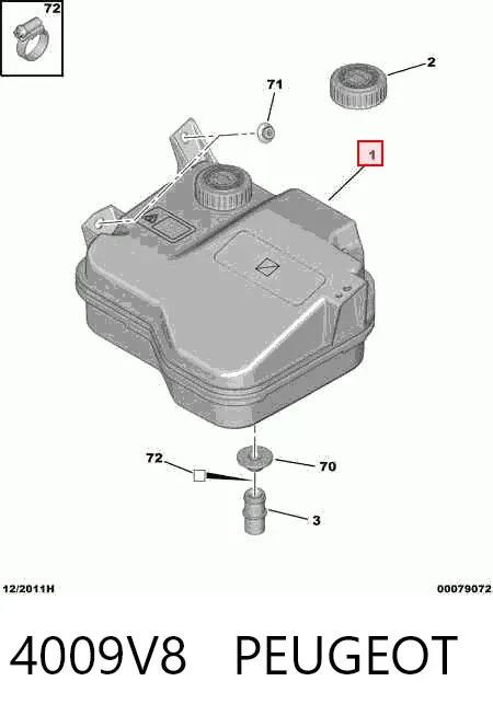 Tanque de bomba da Direção hidrâulica assistida 4009V8 Peugeot/Citroen