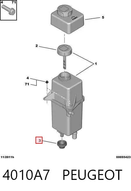Bucha de fixação do tanque de expansão 4010A7 Peugeot/Citroen