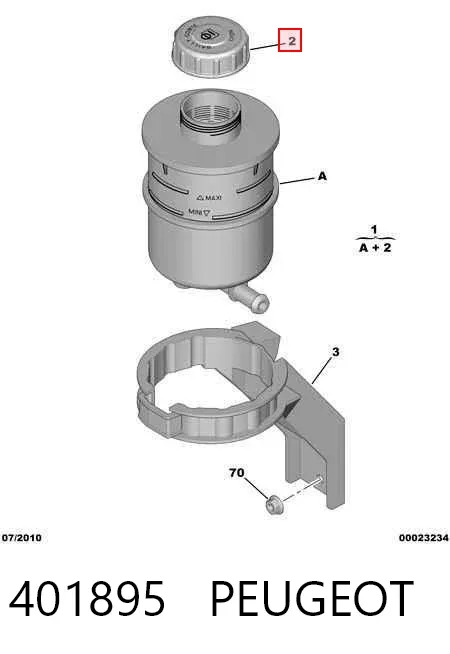 Tampa de tanque de bomba da Direção hidrâulica assistida 401895 Peugeot/Citroen