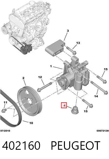 Tubo de ligação de bomba da Direção hidrâulica assistida até a mangueira de pressão alta 402160 Peugeot/Citroen