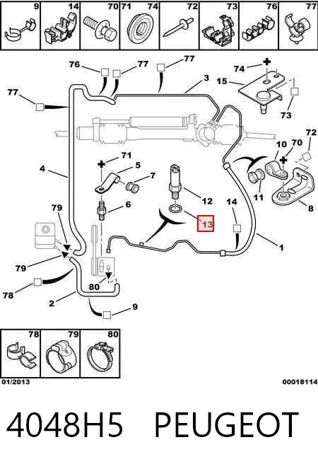 Vedação da cremalheira da direção/do mecanismo (ver dimensões padrão) 4048H5 Peugeot/Citroen