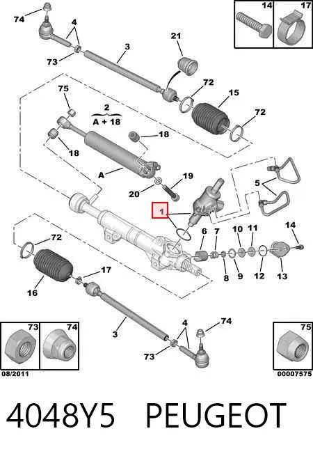 Mecanismo de direção (redutor) Peugeot Partner I