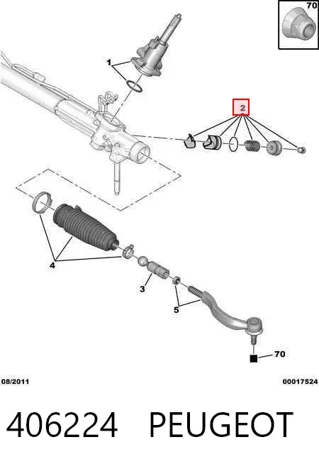 Kit de reparação da cremalheira da direção (do mecanismo), (kit de vedantes) 406224 Peugeot/Citroen