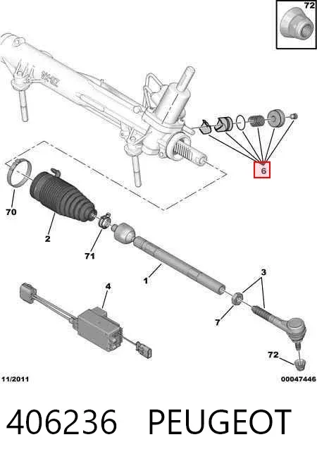 Kit de reparação da cremalheira da direção (do mecanismo), (kit de vedantes) 406236 Peugeot/Citroen