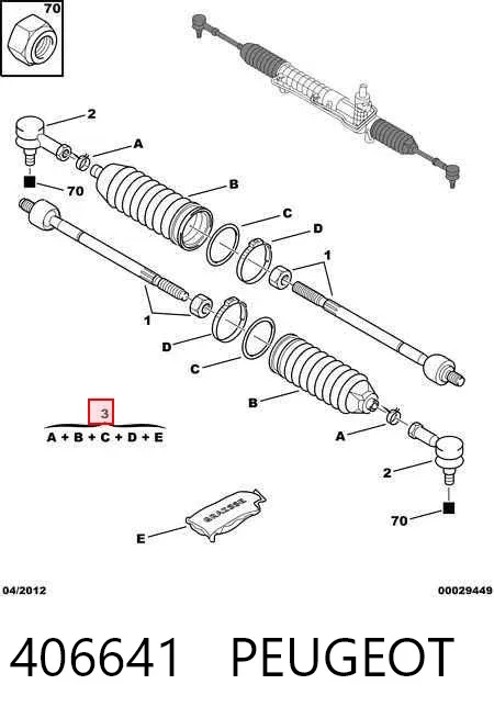 Bota de proteção do mecanismo de direção (de cremalheira) 406641 Peugeot/Citroen