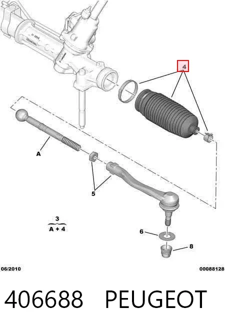 Bota de proteção do mecanismo de direção (de cremalheira) 406688 Peugeot/Citroen