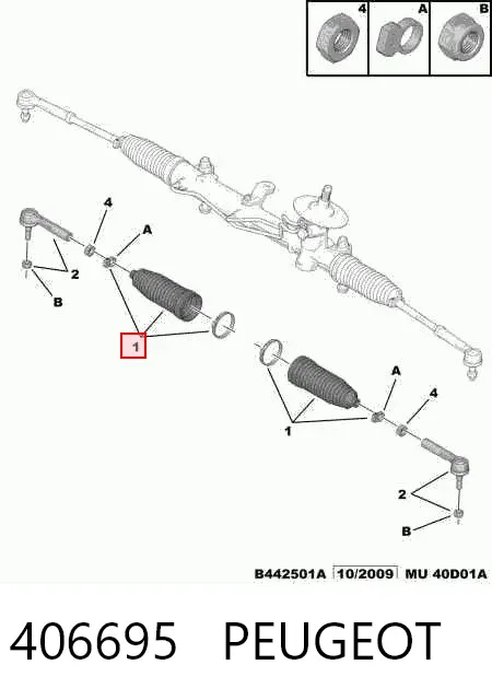 Bota de proteção do mecanismo de direção (de cremalheira) 406695 Peugeot/Citroen