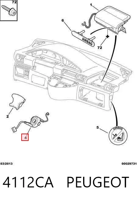 Anel AIRBAG de contato, cabo plano do volante Peugeot 607 9D, 9U