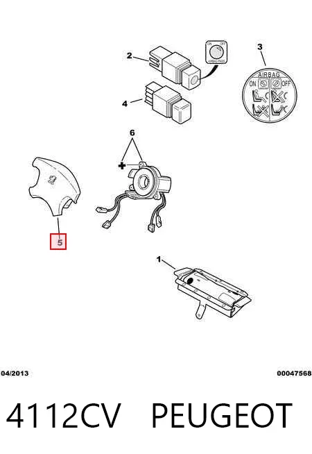 Cinto de segurança (AIRBAG) de condutor 4112CV Peugeot/Citroen