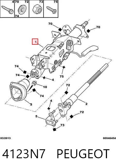 Coluna da direção 4123N7 Peugeot/Citroen