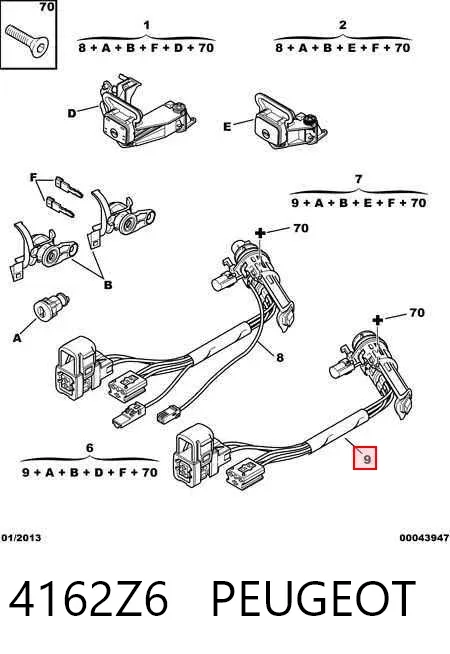 Fecho de ignição 4162Z6 Peugeot/Citroen