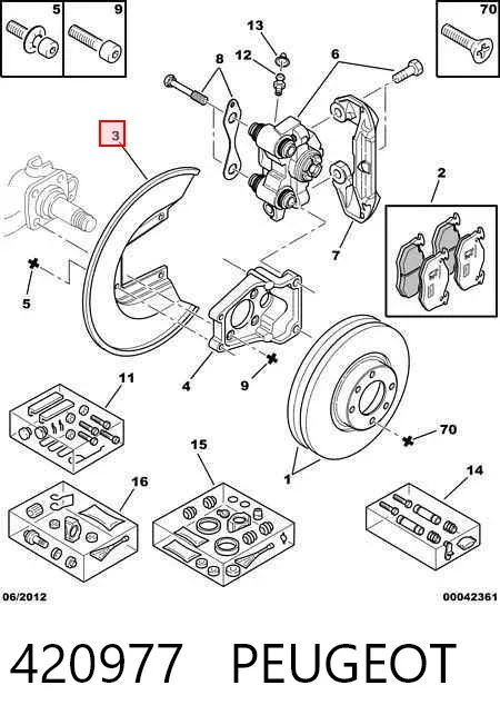 Proteção do freio de disco traseiro 420977 Peugeot/Citroen