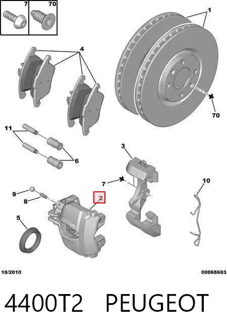 Suporte do freio dianteiro esquerdo 4400T2 Peugeot/Citroen