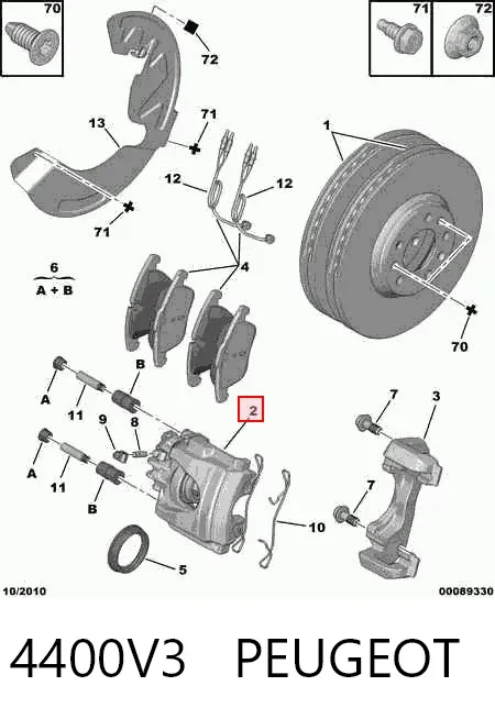 Suporte do freio dianteiro esquerdo 4400V3 Peugeot/Citroen