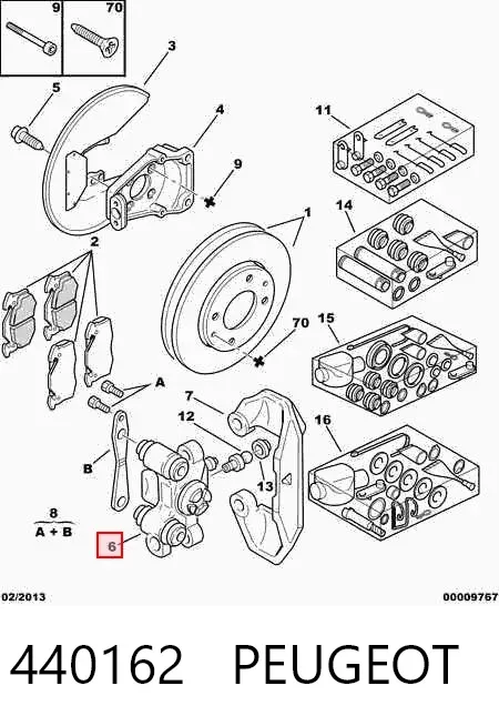 Suporte do freio traseiro direito 440162 Peugeot/Citroen