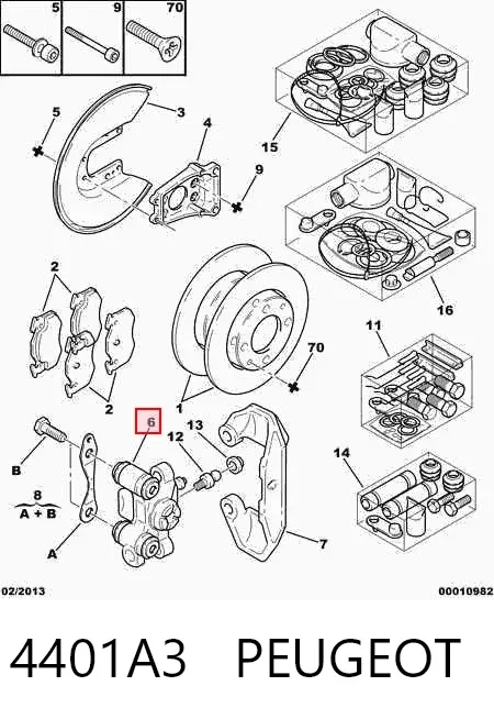 Suporte do freio traseiro direito 4401A3 Peugeot/Citroen