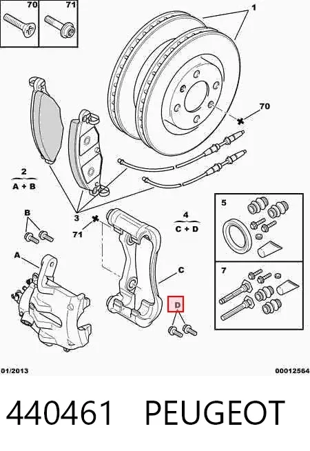 Kit de reparação de suporte do freio dianteiro 440461 Peugeot/Citroen